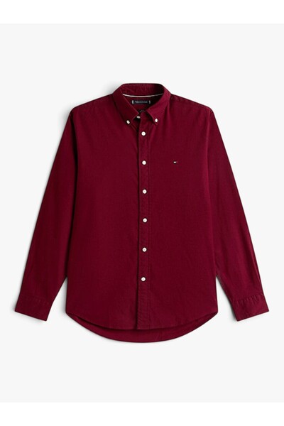 Tommy Hilfiger FLEX FLANNEL SOLID RF SHIRT Erkek Mor UK Gömlek - MW0MW40469