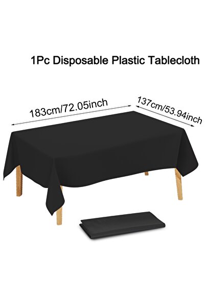 Choice 1pc 183×137cm Black Table Cover Disposable Plastic Tablecloth for Wedd...
