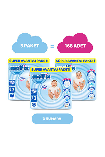 Molfix Kanal Teknolojisi Süper Avantaj Paketi 3 Beden Midi 168 Adet