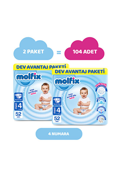 Molfix Kanal Teknolojisi Dev Avantaj Paketi 4 Beden Maxi 104 Adet