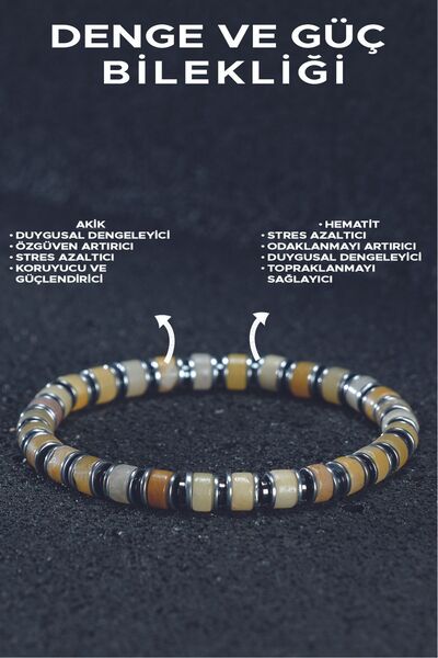 Ssilhoutte Doğaltaş Balance and strength bracelet - agate - hematite - positi...