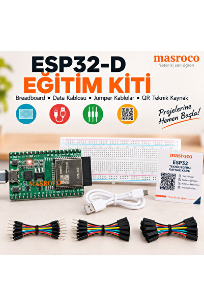 ESP ESP32-D DevKitC V4 38 Pin Eğitim Kiti (Lehimli, Yeşil PCB)