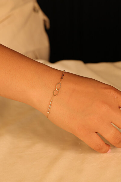 Jewellery Turk 14 Ayar Çift Halka Ataç Bileklik