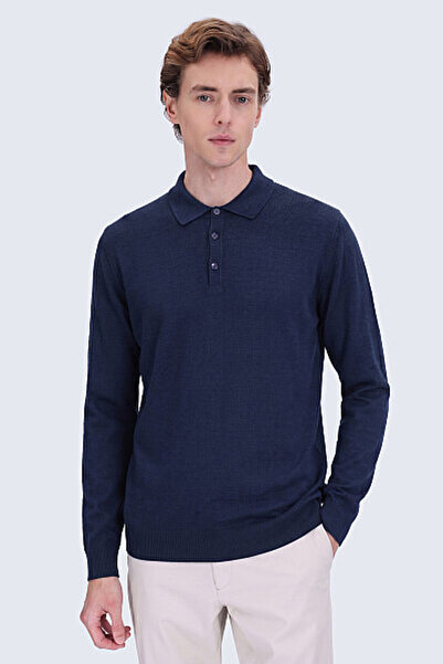 Hatemoğlu indigo Regular Fit Düz Polo Yaka Triko Kazak