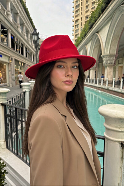 Mollycrush Women's Winter Fedora Hat Red Color |   Vintage Felt Fedora Accessory