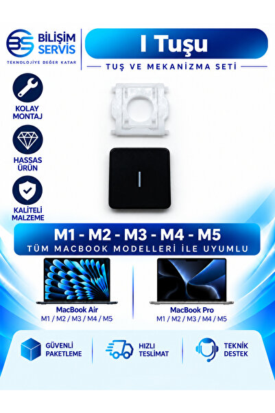 BSBİLİSİM Macbook Pro & Air M1-M2-M3 Uyumlu Klavye Yedek Tuş Seti (A - İ Arası)