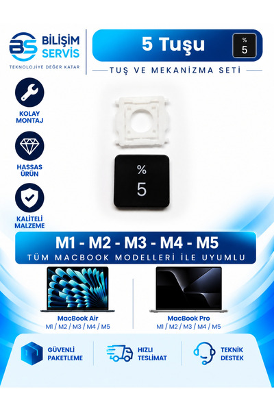 BSBİLİSİM Macbook Pro & Air M1-M2-M3 Uyumlu Yedek Tuş Seti - Rakamlar ve Özel...