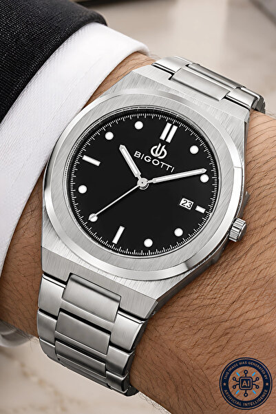 Bigotti Men's Wristwatch All Functions Active Silver-Black Sdb004
