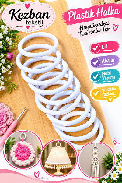Kezban Tekstil 1.kalite Lif Halkası - Plastik Halka 8 Cm (50 Adet)