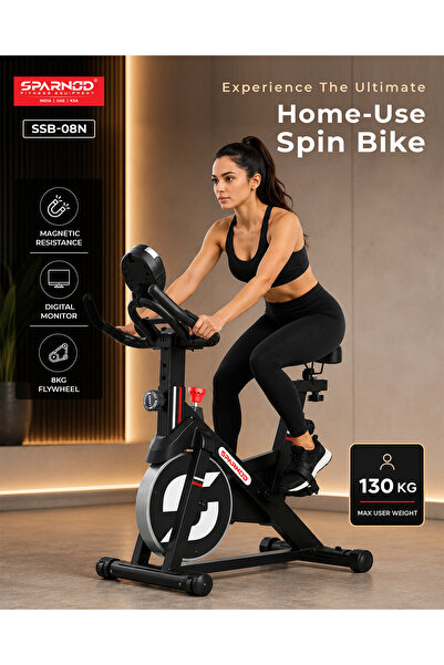 Sparnod Fitness SSB-08N Spin Bike for Home Use with 8kgFlywheel,Display Console,HR Sensor,Belt Drive