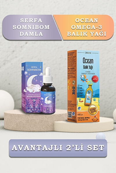 SERFA SOMNIBOM Somnibom Bitkisel , Uyku Damlası 50 ml + Ocean Balık Yağı Port...