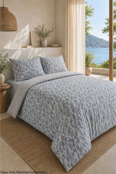 ÇARŞAF DÜNYASI طقم غطاء لحاف مزدوج مقاس 150x200 من Easy Iron (غطاء لحاف مطاطي...