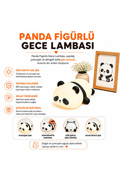Muitomas PANDA FİGÜRÜ SİLİKON GECE LAMBASI USB-C