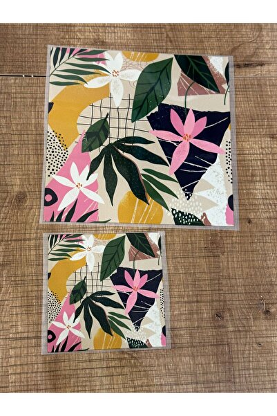 Gönülden Tasarım 2 Pieces of Iron-on Transfer Printed Floral Patches 19x19-11x11