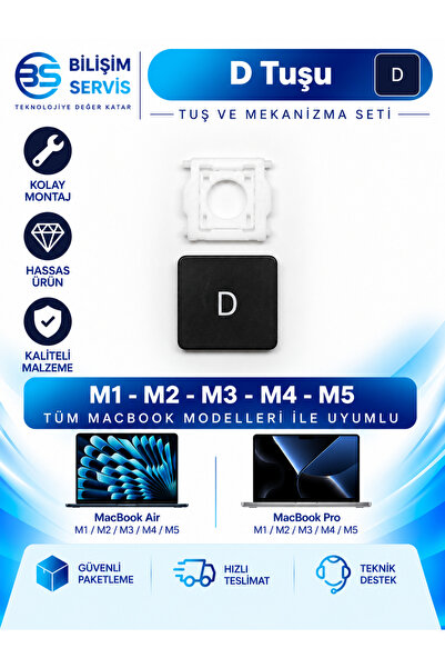 BSBİLİSİM Macbook Pro & Air M1-M2-M3 Uyumlu Klavye Yedek Tuş Seti (A - İ Arası)