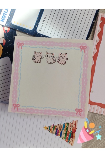 pnkycrco 10x10 Kedicik Not Kağıdı Bloknot Not Defteri Sınava Hazırlık Memopad...