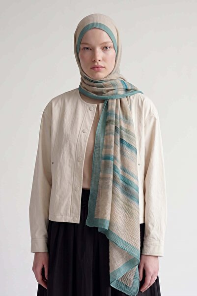 Levidor Turquoise Striped Muslin Shawl