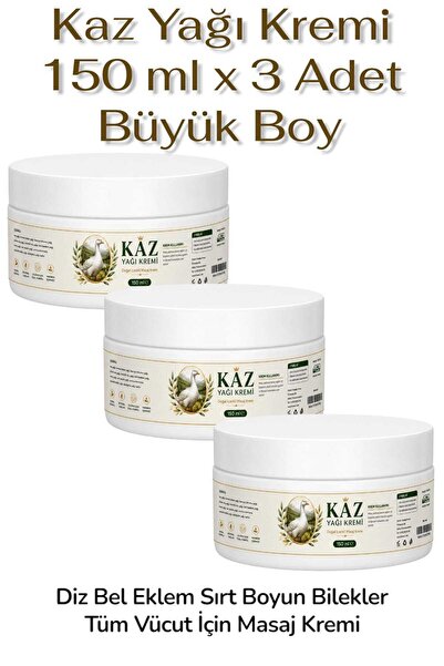 ULFİSU COSMETİCO Kaz Yağı Kremi 150 ml 3 Adet - Kaz Yağı İçerikli Masaj Kremi...