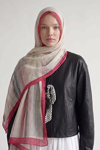 Levidor Fuchsia Striped Muslin Shawl
