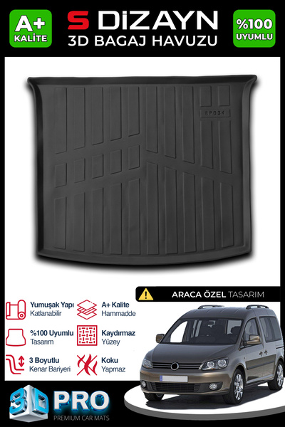 S Dizayn S-Dizayn VW Caddy 3D Pro Bagaj Havuzu 2010-2015 A+ Kalite 3BH-SDZ155