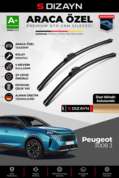 S Dizayn S-Dizayn Peugeot 3008 3 Ön Cam Silecek Seti 2023 Üzeri Premium Araca...