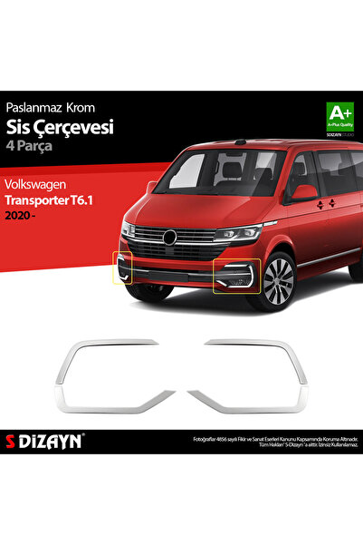 S Dizayn S-Dizayn VW Transporter T6.1 Krom Sis Farı Çerçevesi 4 Prç. 2020-202...