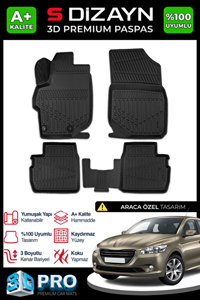 S Dizayn S-Dizayn Peugeot 301 3D Pro Havuzlu Paspas 2013 Üzeri A+ Kalite 3DS-...