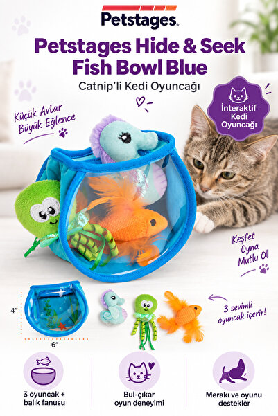 PetStages Hide & Seek Fish Bowl Blue Catnipli Kedi Oyuncağı