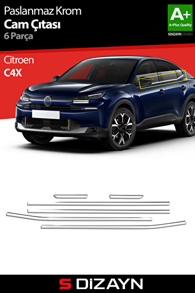 S Dizayn S-Dizayn Citroen C4X Krom Cam Çıtası 6 Prç. 2022 Üzeri A+ Kalite 552...