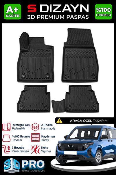 S Dizayn S-Dizayn Ford Courier 3D Pro Havuzlu Paspas 2023 Üzeri A+ Kalite 3DS...