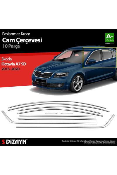 S Dizayn S-Dizayn Skoda Octavia A7 SD Krom Cam Çerçeve Seti 10 Prç 2013-2020 ...