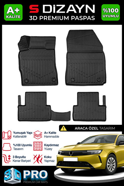 S Dizayn S-Dizayn Opel Astra L 3D Pro Havuzlu Paspas 2021 Üzeri A+ Kalite 3DS...