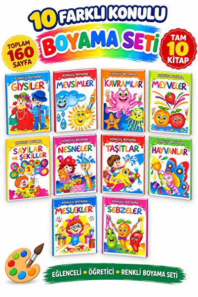 GÖNÜL YAYINCILIK 3-6 Yaşa Uygun 10'lu Boyama Kitabı Seti