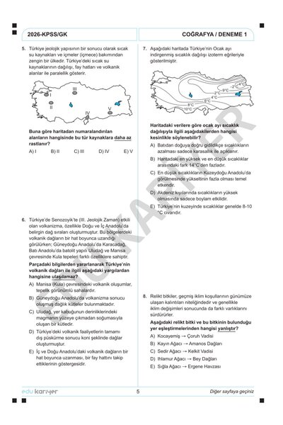 Edu Kariyer Coğrafyanın Kodları KPSS Coğrafya 20'li Branş Deneme Tamamı Çözümlü