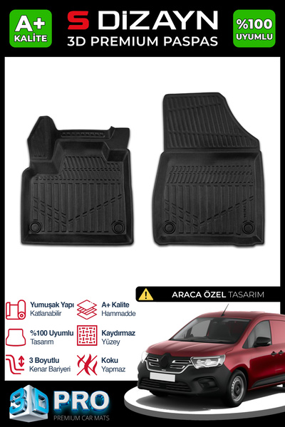 S Dizayn S-Dizayn Renault Kangoo Panelvan 3D Pro Havuzlu Paspas Ön 2'Li 2024 ...