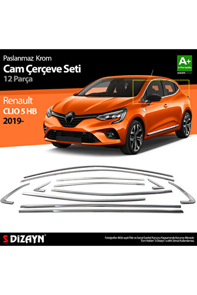S Dizayn S-Dizayn Renault Clio 5 Krom Cam Çerçevesi 12 Prç. 2019-2026 A+ Kali...