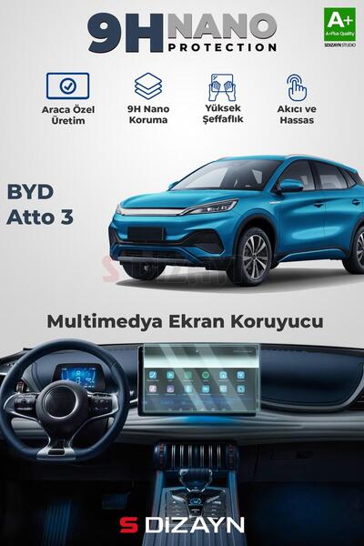 S Dizayn S-Dizayn BYD Atto 3 15.6 İnç 9H Nano Multimedya Ekran Koruyucu (PARL...