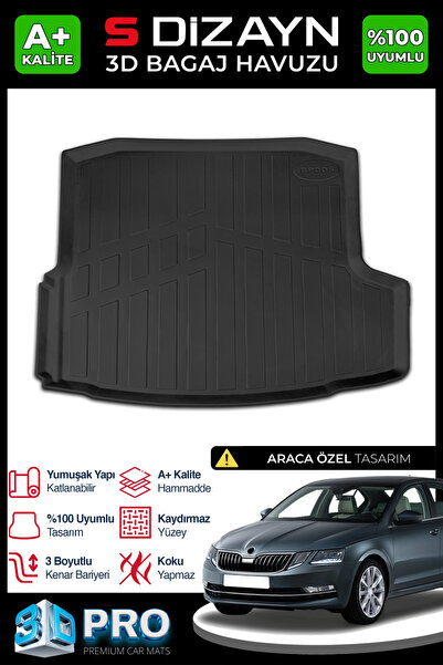 S Dizayn S-Dizayn Skoda Octavia 3D Pro Bagaj Havuzu 2013-2020 A+ Kalite 3BH-S...