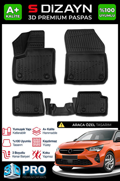 S Dizayn S-Dizayn Opel Corsa Elektrikli 3D Pro Havuzlu Paspas 2019 Üzeri A+ K...