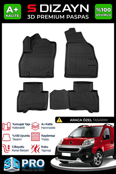 S Dizayn S-Dizayn Fiat Fiorino 3D Pro Havuzlu Paspas 2008-2020 A+ Kalite 3DS-...