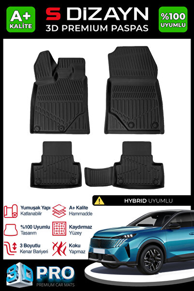 S Dizayn S-Dizayn Peugeot 3008 Hybrid 3D Pro Havuzlu Paspas 2024 Üzeri A+ Kal...