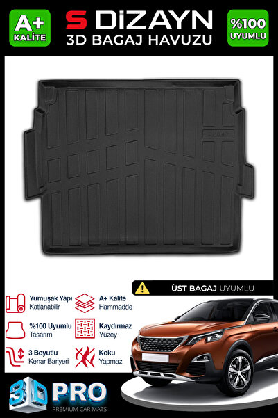 S Dizayn S-Dizayn Peugeot 3008 3D Pro Bagaj Havuzu Üst Bagaj 2016-2023 A+ Kal...