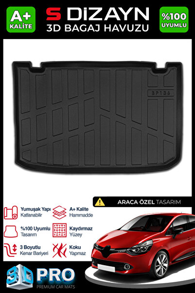 S Dizayn S-Dizayn Renault Clio 4 3D Pro Bagaj Havuzu 2012-2019 A+ Kalite 3BH-...
