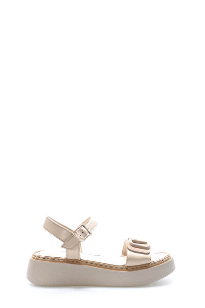 FAST STEP Genuine Leather Beige Women's Classic Sandals 621Za1149