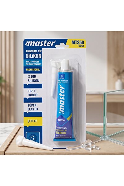 First Master MTS50 Üniversal Tüp Silikon – Şeffaf – Yüksek Yapışma Gücü – 50 ml