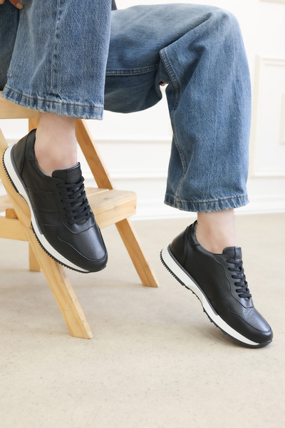 FAST STEP Genuine Leather Black Men's Casual Shoes 241Ma1990