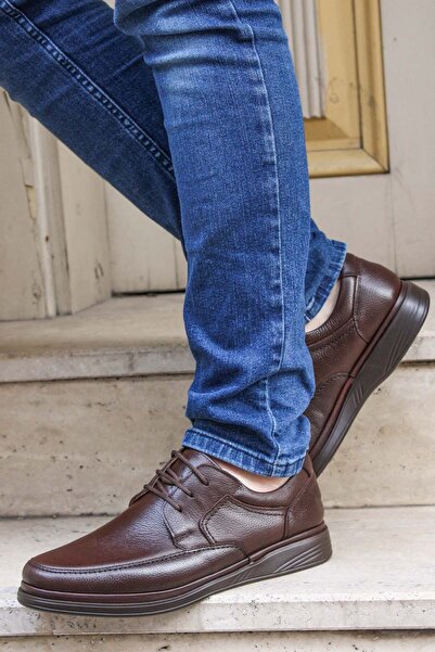 FAST STEP Genuine Leather Orthopedic Brown Men's Casual Shoes 815MA1302