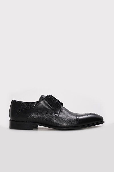 FAST STEP Genuine Leather Leather Black Buffalo Deer Men's Classic Shoes 237M...