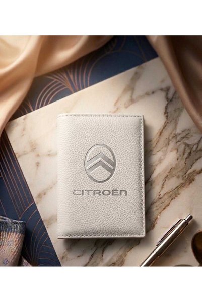 EFE DERİ Citroen Beyaz Deri Dikişli Araç Ruhsat Kılıfı Kabı Oto Ruhsatlık Ara...