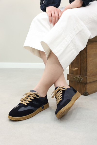FAST STEP Genuine Leather Navy Blue Suede Women's Casual Shoes 246Za2004